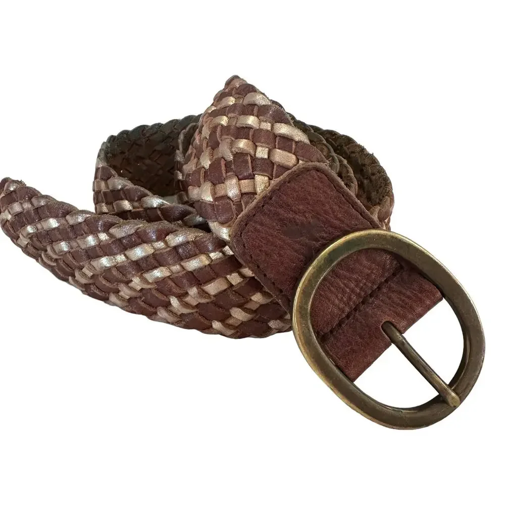 American Eagle Outfitters | Size S/M Metallic Gold Brown Woven Distressed Buckle